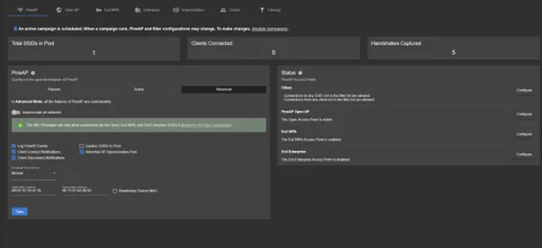 PineAP dashboard