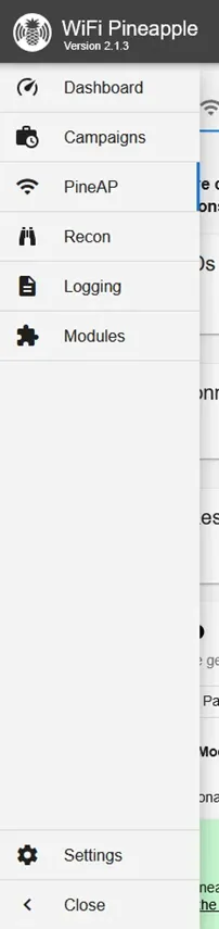 left-hand sidebar navigation
