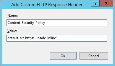 CSP instellen middels HTTP response header IIS