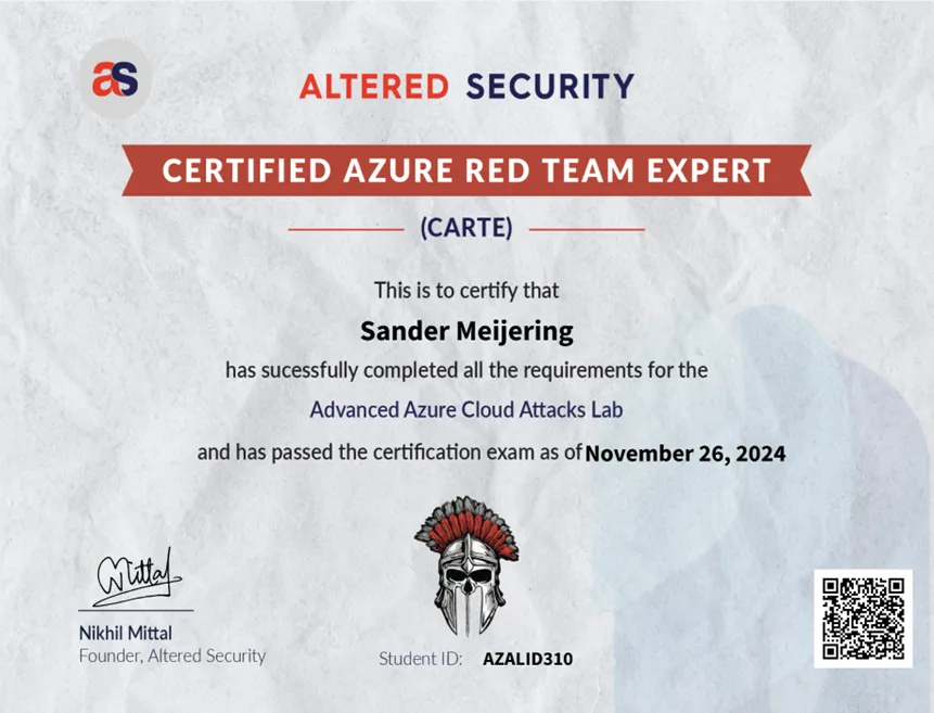 Review from the CARTE from Altered Security